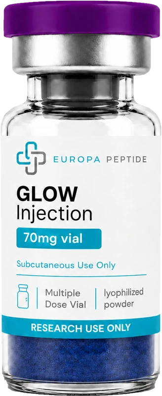 GLOW 70mg – GHK-CU 50mg, TB-500 10mg, BPC-157 10mg, research vial